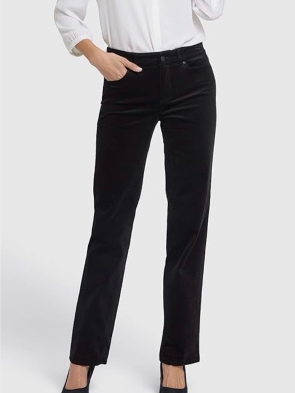 NYDJ Black Velvet Marilyn straight leg jeans - Picture 1 of 9